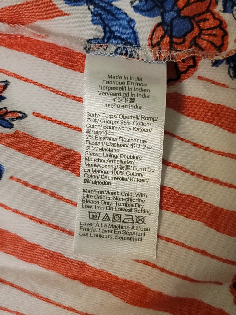 J. Crew White Dress with Red Stripes & Blue Floral Print Size 18 NWT - Picture 5 of 12